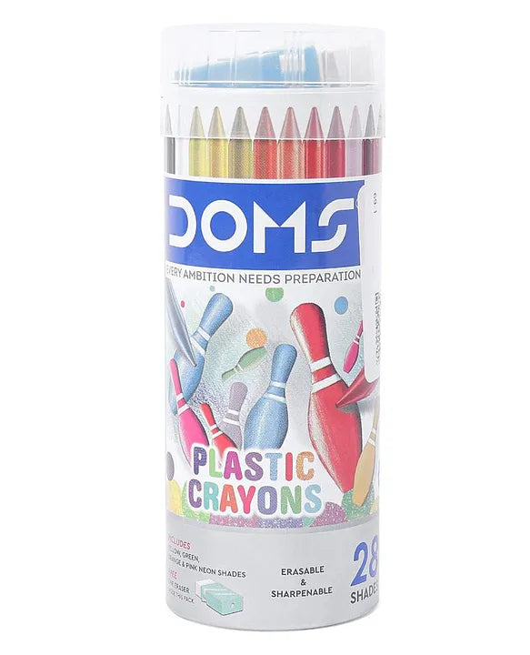 Doms Plastic Crayons Multicolour | 28 Shades