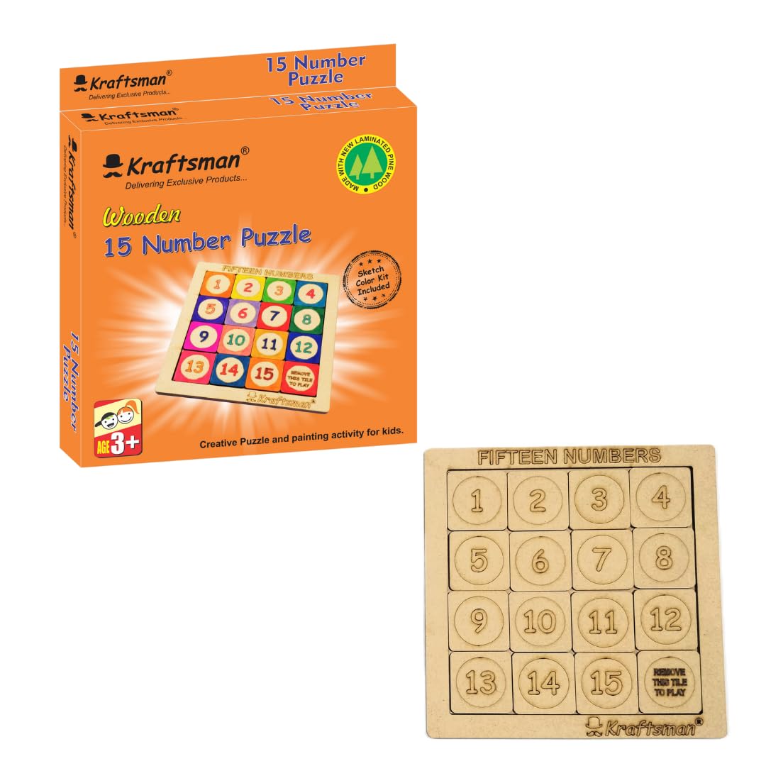 Kraftsman 15 Number Puzzle Slider | Solve and Color Your Own Puzzle