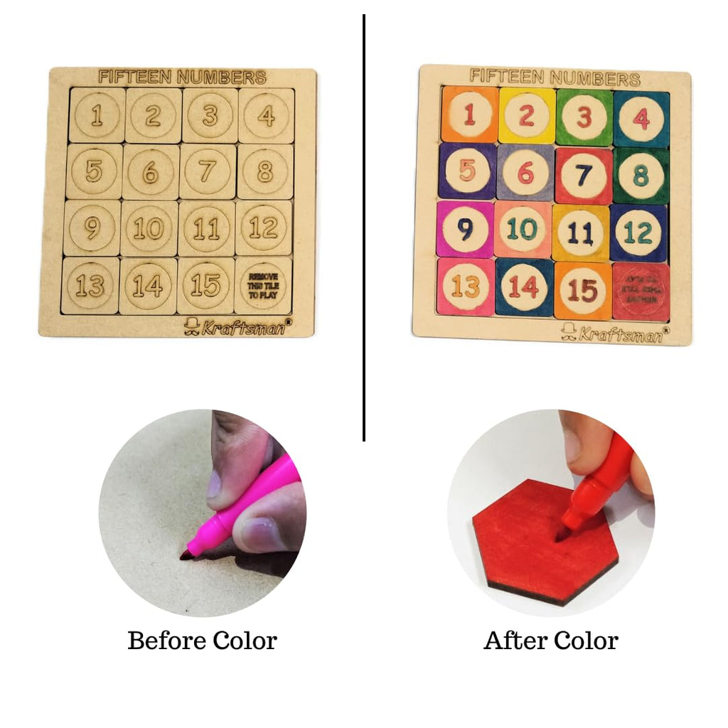 Kraftsman 15 Number Puzzle Slider | Solve and Color Your Own Puzzle