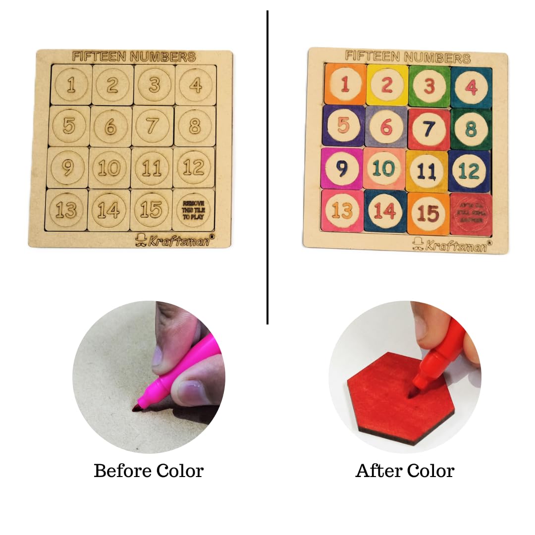Kraftsman 15 Number Puzzle Slider | Solve and Color Your Own Puzzle