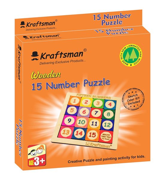 Kraftsman 15 Number Puzzle Slider | Solve and Color Your Own Puzzle