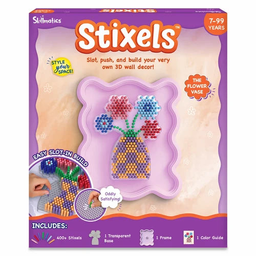 Stixels: Flower Vase Wall Decor | DIY 3D Pixel Art Kit (ages 7+)