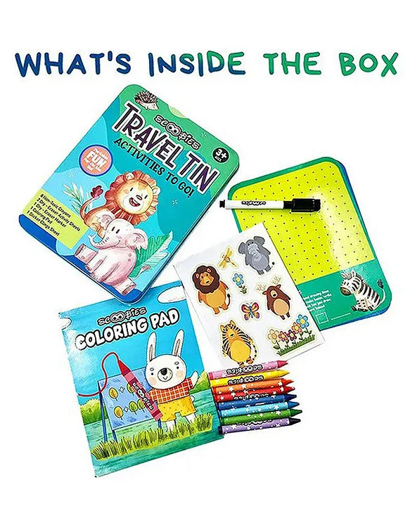Scoobies Wild Adventure Travel Tin – On-the-Go Fun & Creativity for Kids Age 3+| Screen-Free, Reusable Activity Kit