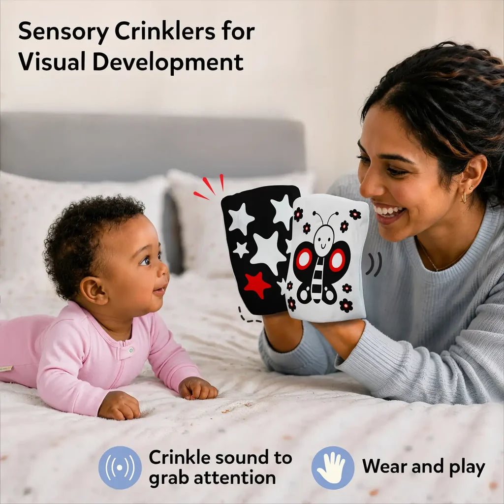 High Contrast Crinklers | Sensory Crinkle Toy for Babies (0-12 months)