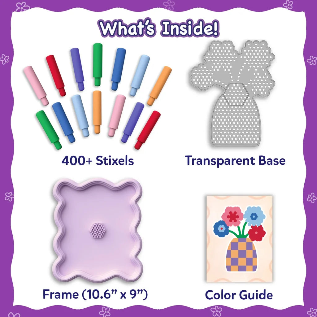 Stixels: Flower Vase Wall Decor | DIY 3D Pixel Art Kit (ages 7+)