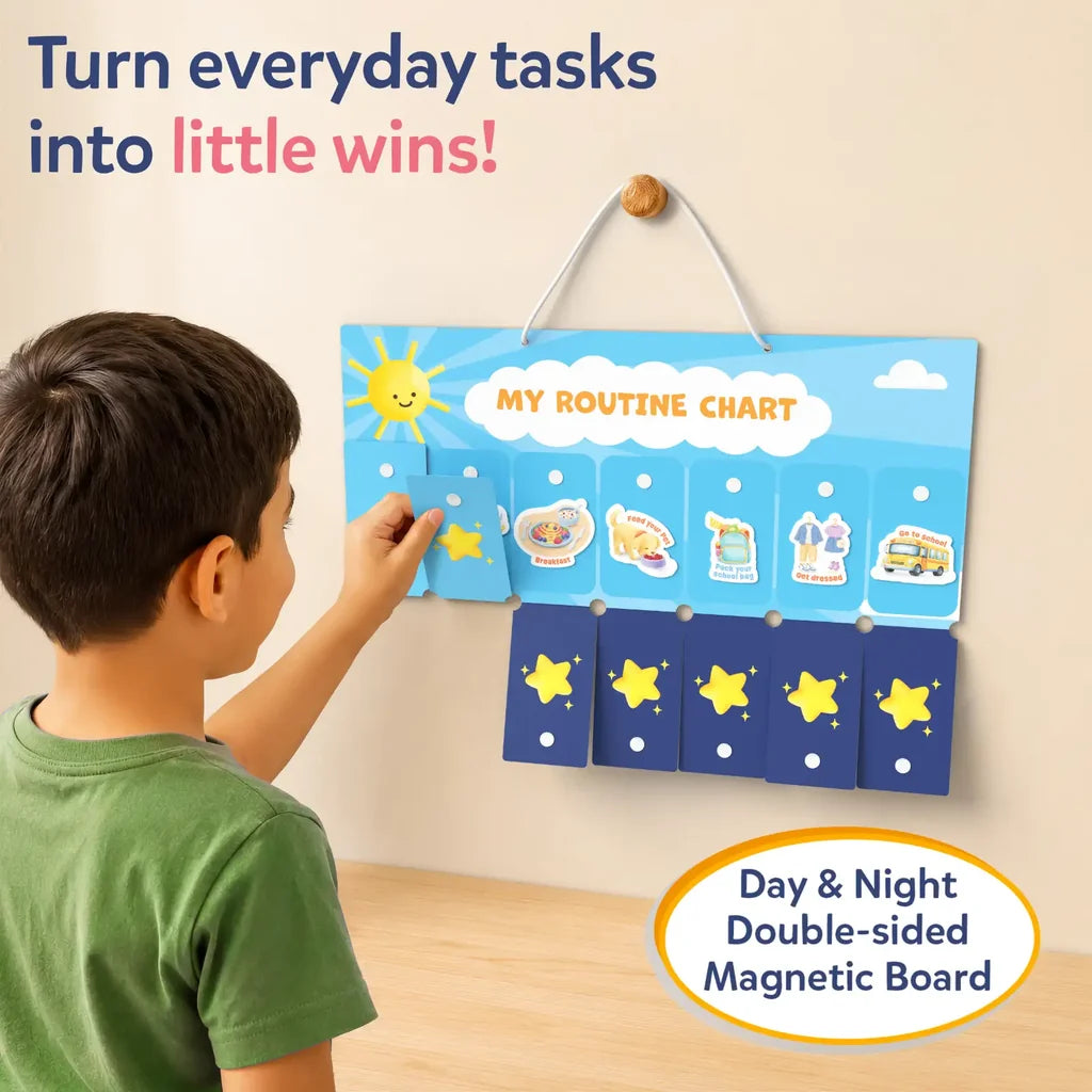 My Daily Routine Chart | Reusable & Double-Sided Magnetic Chore Chart (ages 3-8)