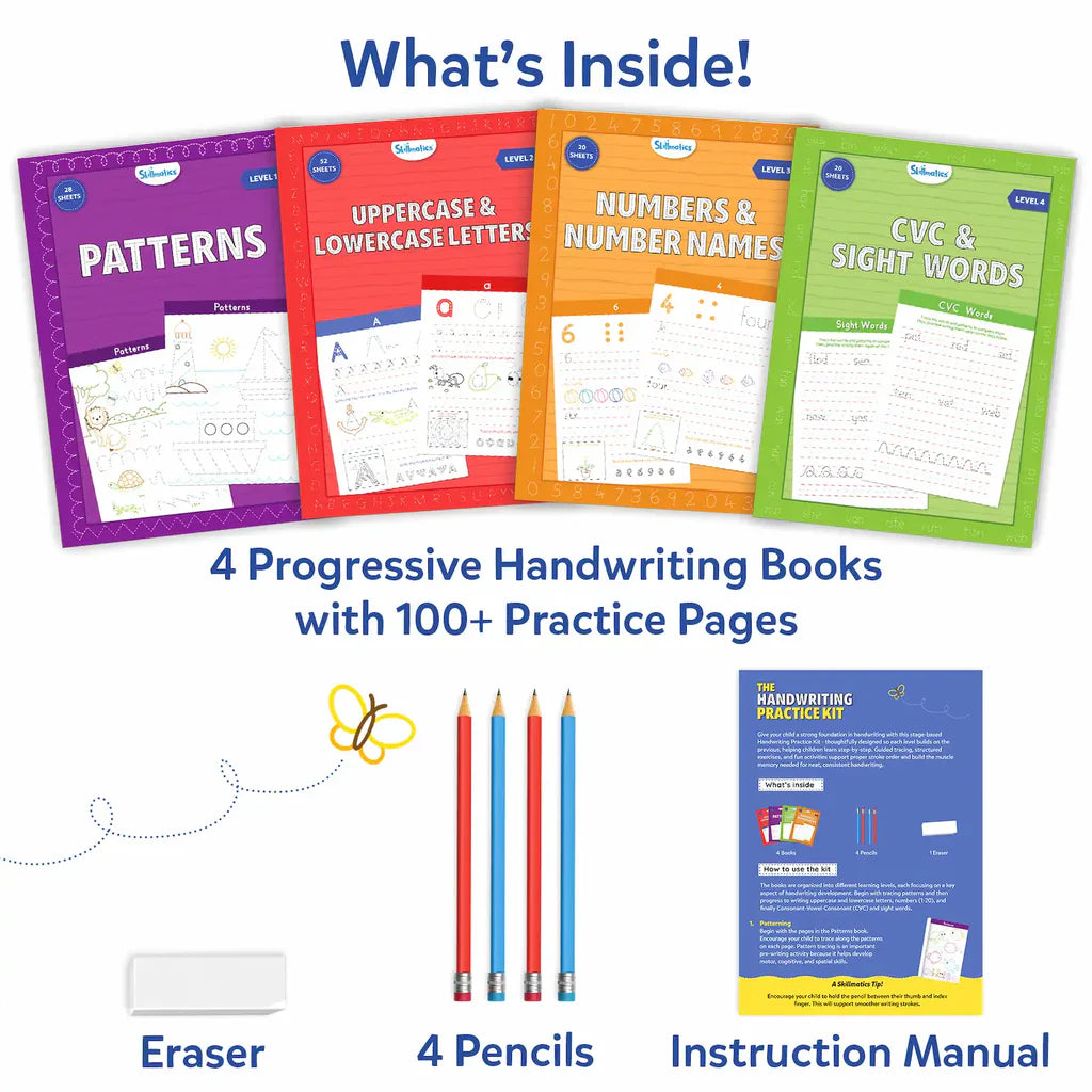 The Handwriting Practice Kit | 4 Stage-Based Writing Workbooks (ages 4-7)