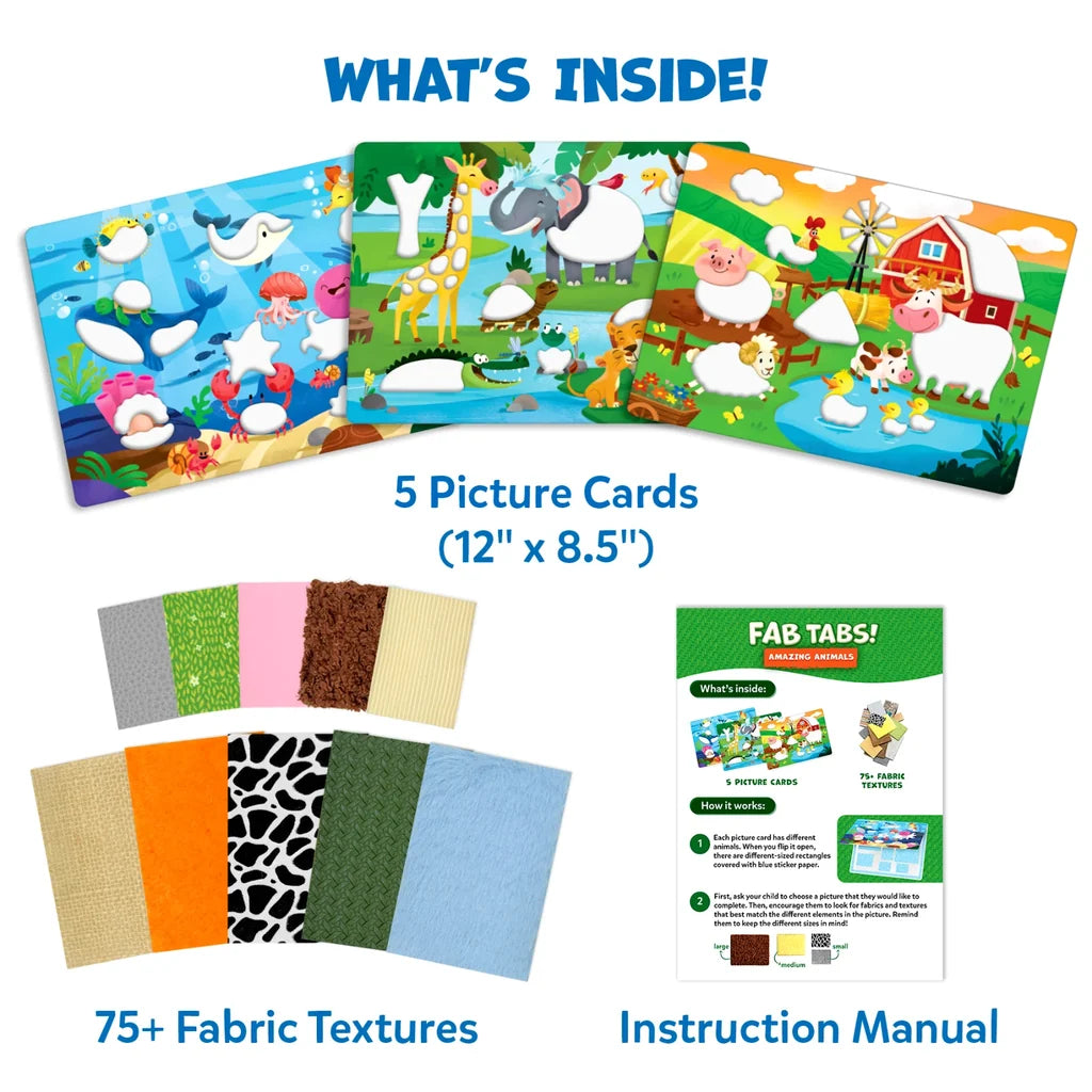 Fab Tabs: Amazing Animals | Tactile & Sensory Fabric Art (ages 4+)
