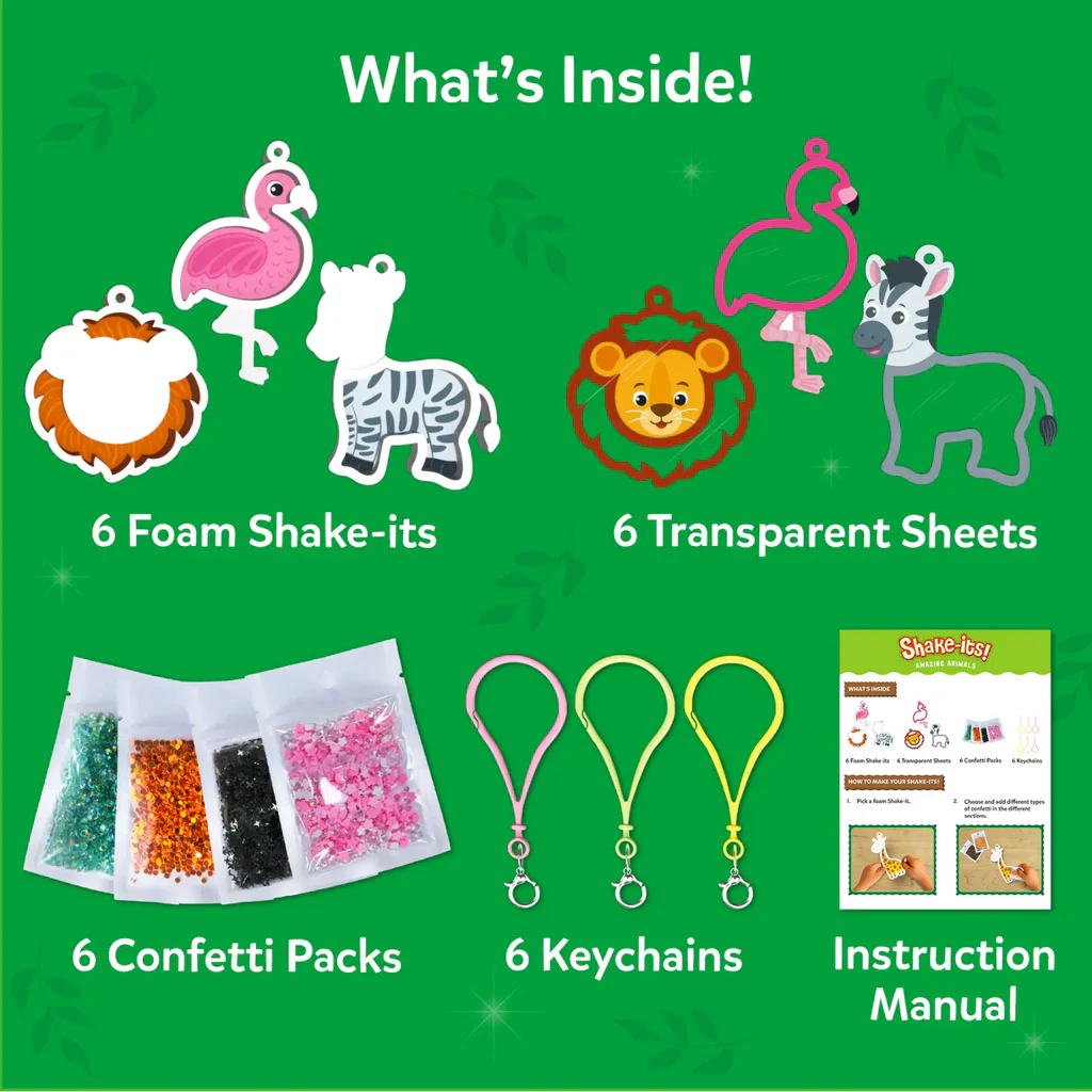 Shake-its: Amazing Animals | DIY Craft Kit with Keychains (ages 4-9)