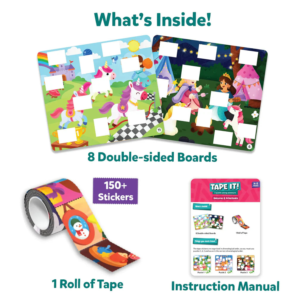 Tape It: Unicorns & Princesses | Sticker Puzzle Activity (Ages 4-8)
