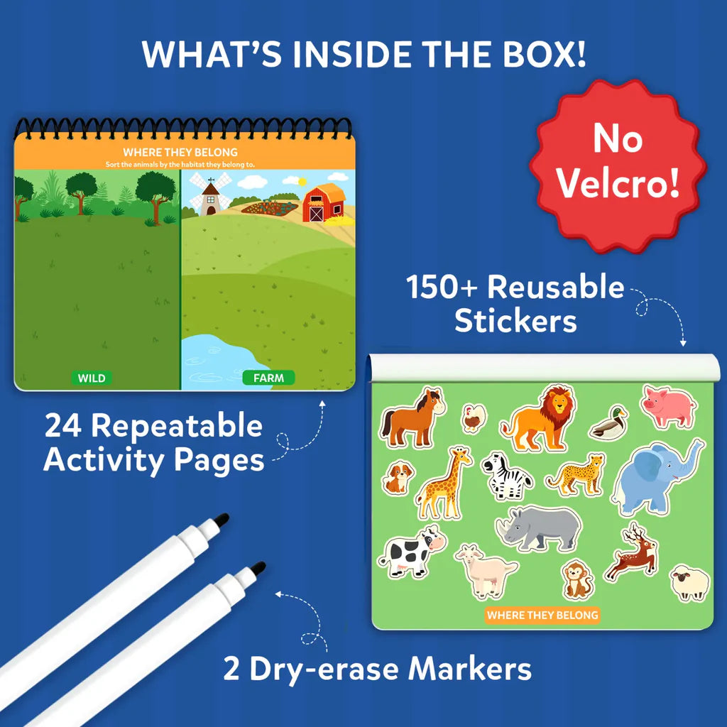Busy Book For Preschoolers | Reusable Sticker Activity Book (ages 3-6)