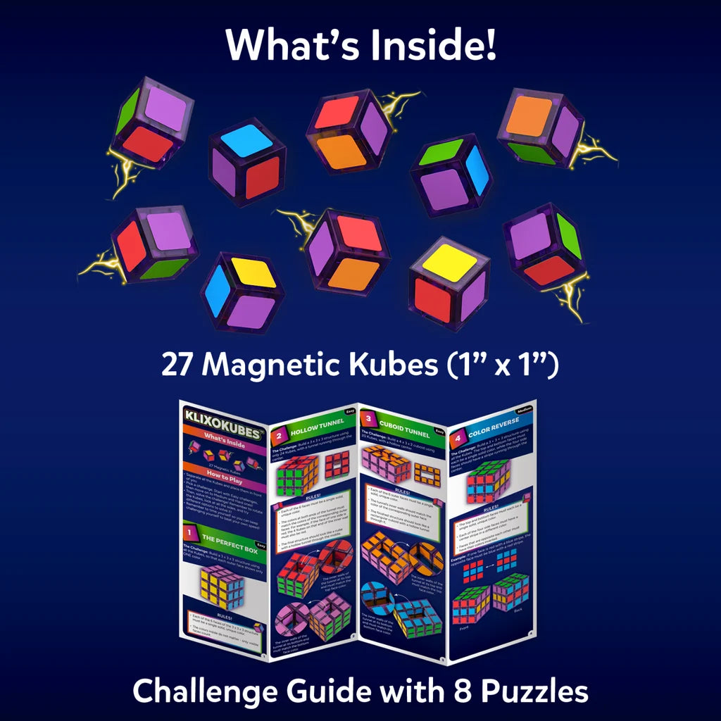 Klixokubes™ | 3D Magnetic Brain Teaser Puzzle (ages 7+)