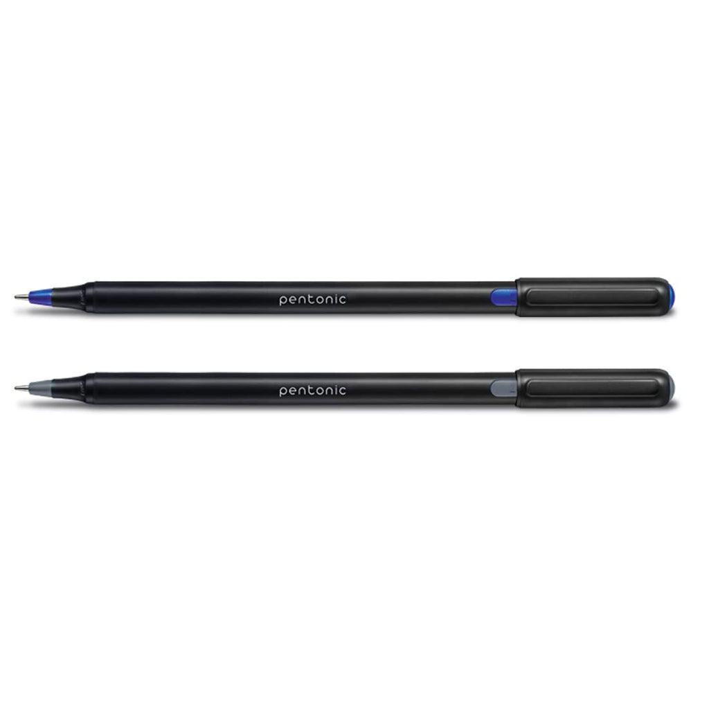 Pentonic Ball Point Pen Blister Pack | Black & Blue Ink | Set of 10 Pens