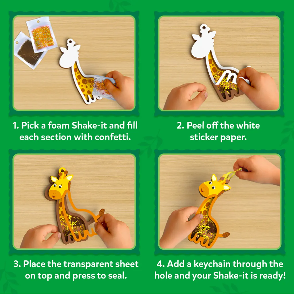 Shake-its: Amazing Animals | DIY Craft Kit with Keychains (ages 4-9)