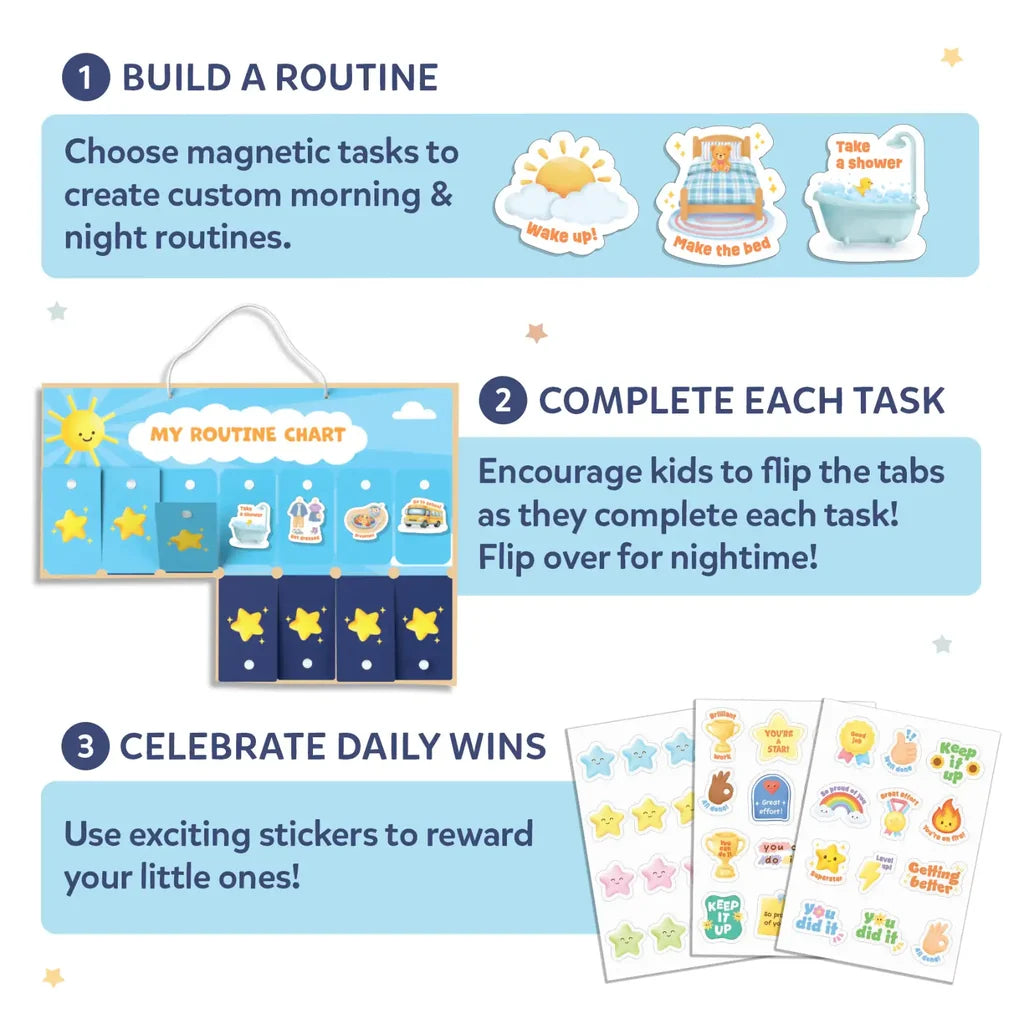 My Daily Routine Chart | Reusable & Double-Sided Magnetic Chore Chart (ages 3-8)