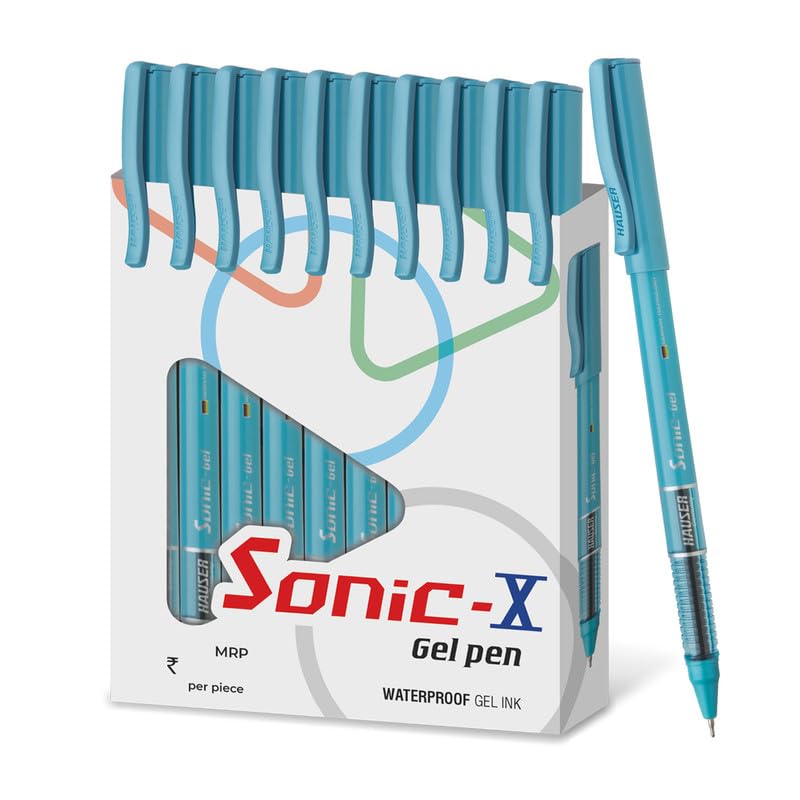 Hauser Sonic X Gel Pen | Pack of 10 | Blue Ink