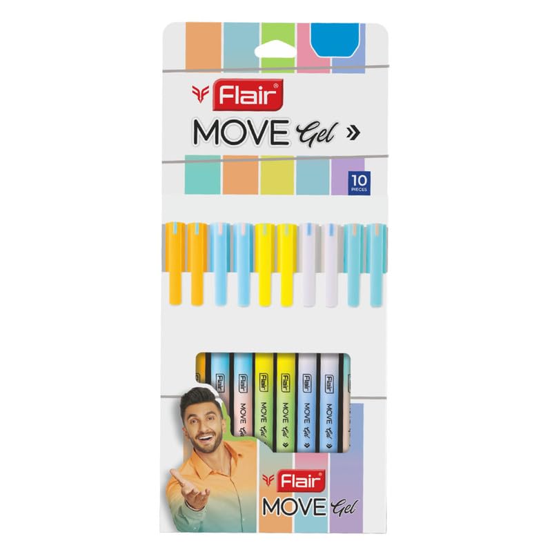 FLAIR Move Gel Pen | Set of 10 pens | Blue Ink
