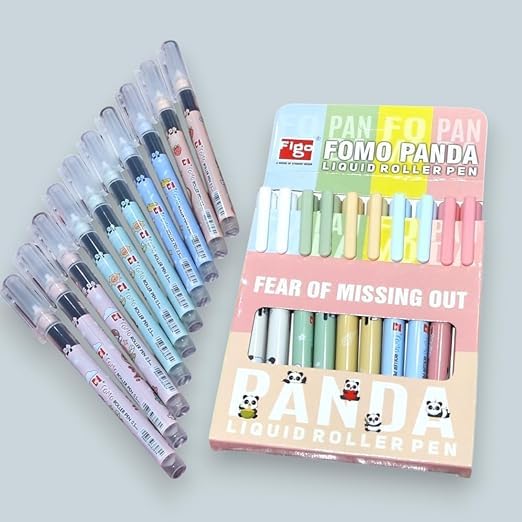 Figo Fomo Panda Liquid Roller Pen | Blue Ink Pack of 10 Pens