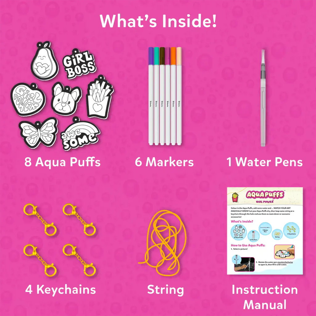 Aqua Puffs: Girl Power | 3D Art Kit | Gifts for Girls Ages 4-10