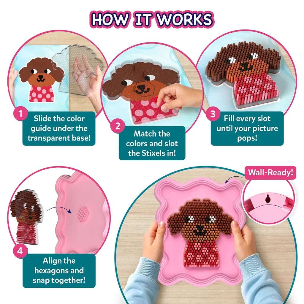 Stixels: Puppy Wall Decor | DIY 3D Pixel Art Kit (ages 7+)