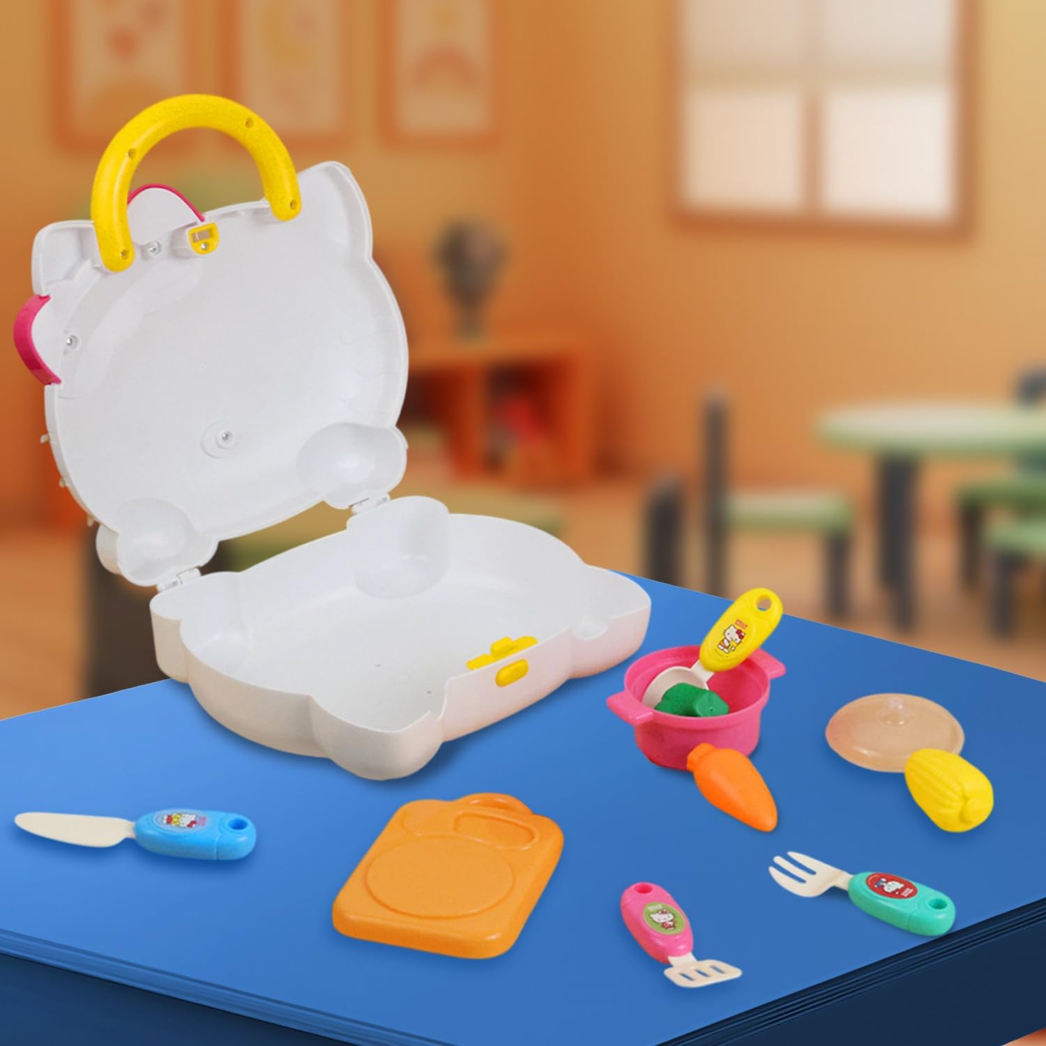 Hello Kitty Kitchen Case Set | Portable Pretend Play Kitchen with Food & Utensils