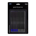 Pentonic Ball Point Pen Blister Pack | Black & Blue Ink | Set of 10 Pens