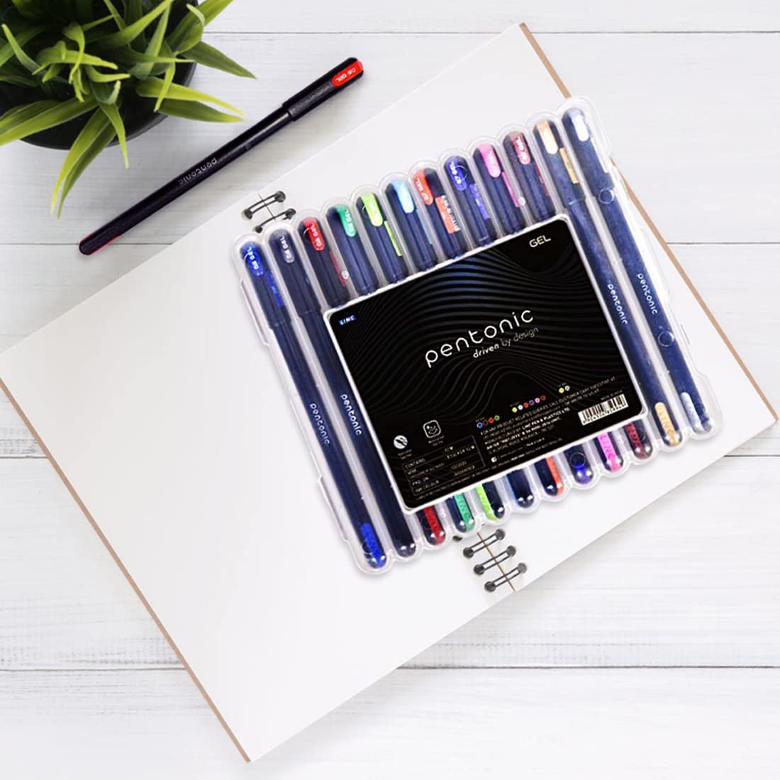 Pentonic Multicolor Gel Pen With Hard Box Case | 12 Pens Set