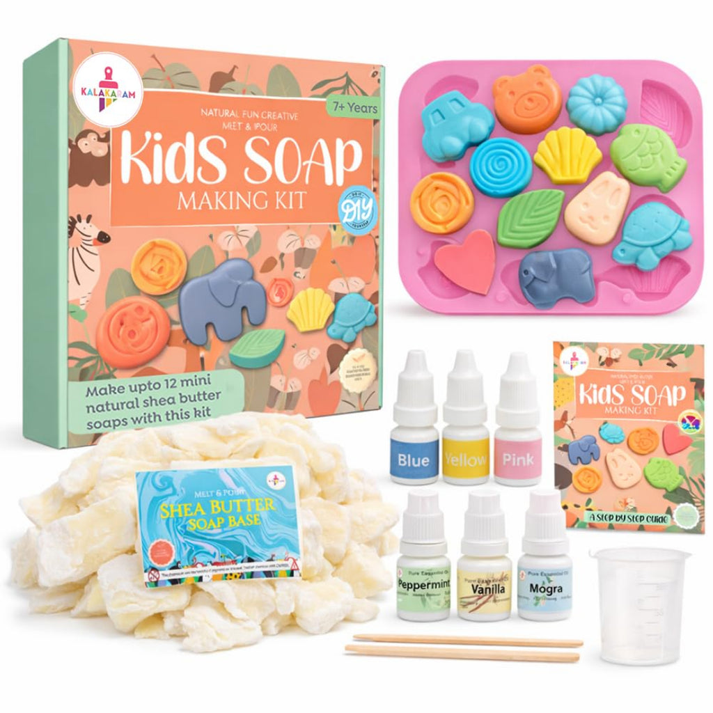 Kalakaram Kids Soap Making Kit | DIY Craft & Activity Set for Kids Ages 6+ with Moulds, Colors, and Educational Fun