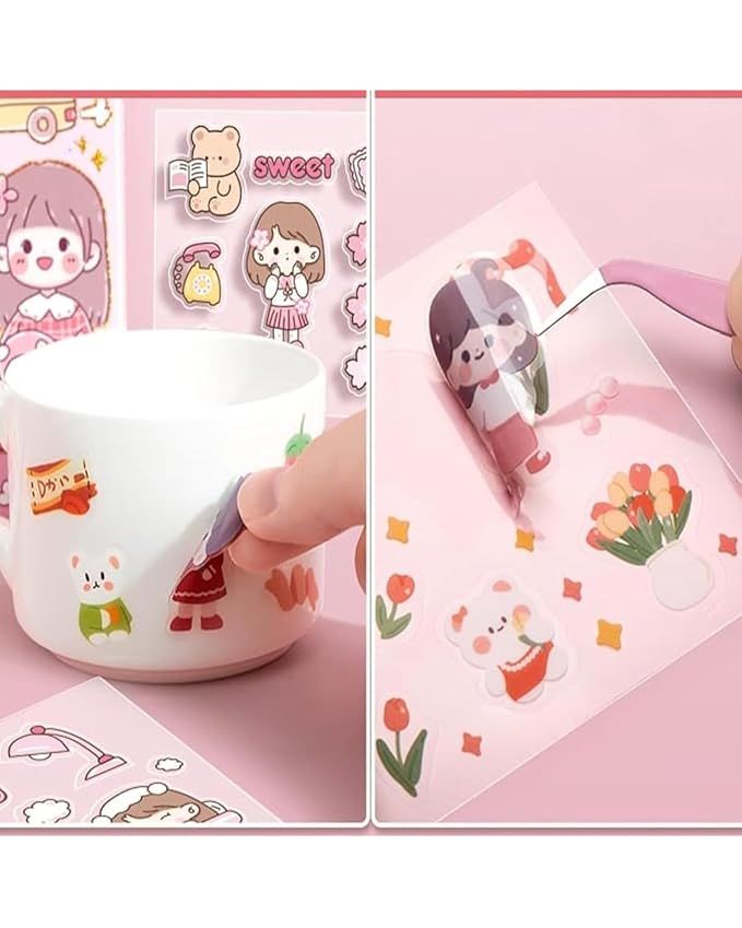 Kawaii Stickers Set 100 Sheets | Cartoon Decorative Washi Stickers | Mix Design