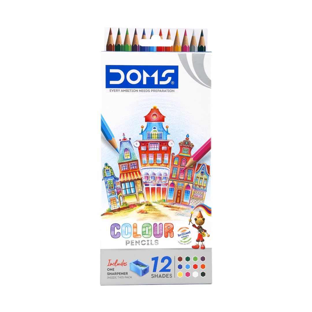 Doms Colour Pencils | 12 Shades with Sharpener