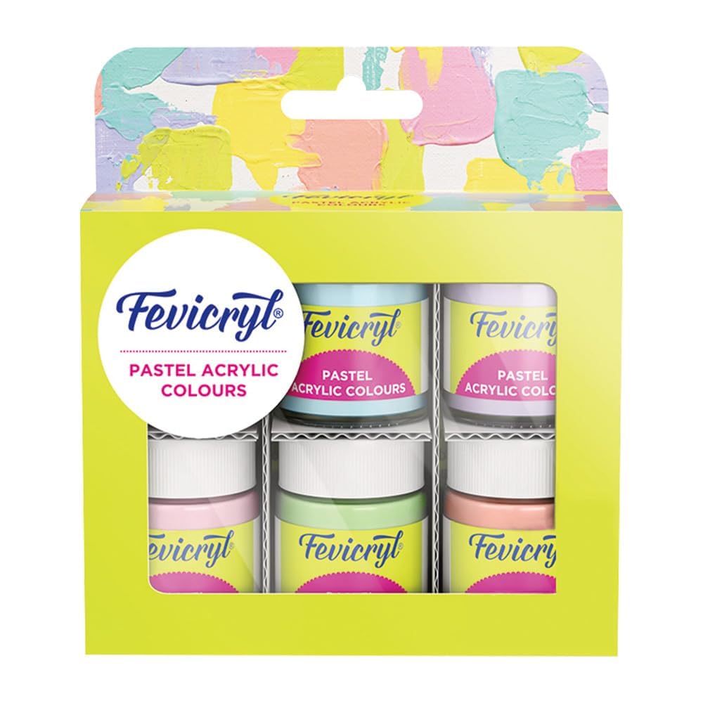 Fevicryl Multi Surface Pastel Acrylic Colours Kit 6 Shades X 15Ml | For Hobbyists, Artists, DIY Art And Craft