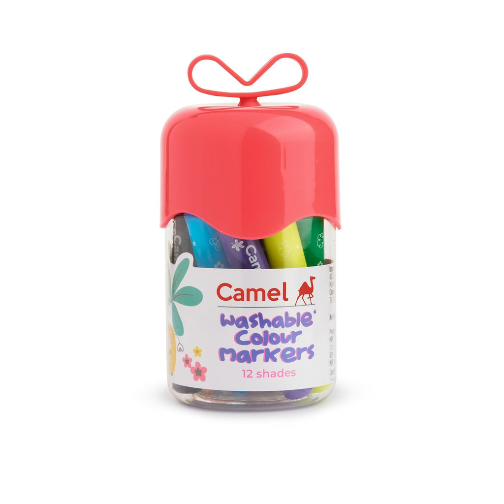 Camel Washable Colour Markers | 12 Shades (Lid Colour May Vary)