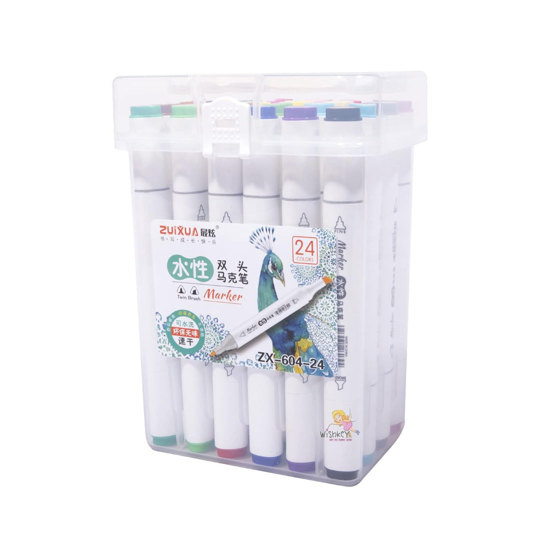 Dual Tip Art Marker Pens | 24 Shades