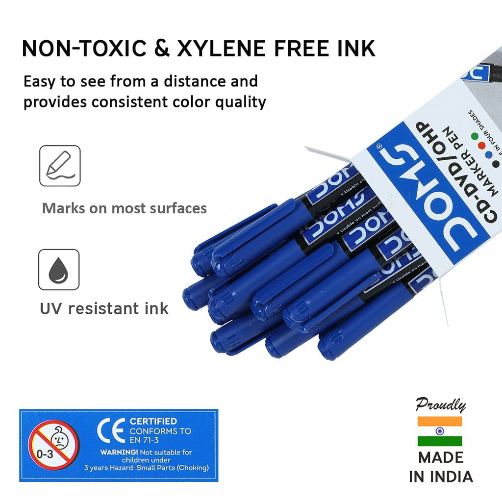 Doms CD-DVD/OHP Marker Pens | Pack of 10 Pieces