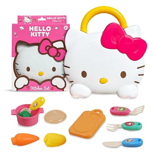 Hello Kitty Kitchen Case Set | Portable Pretend Play Kitchen with Food & Utensils