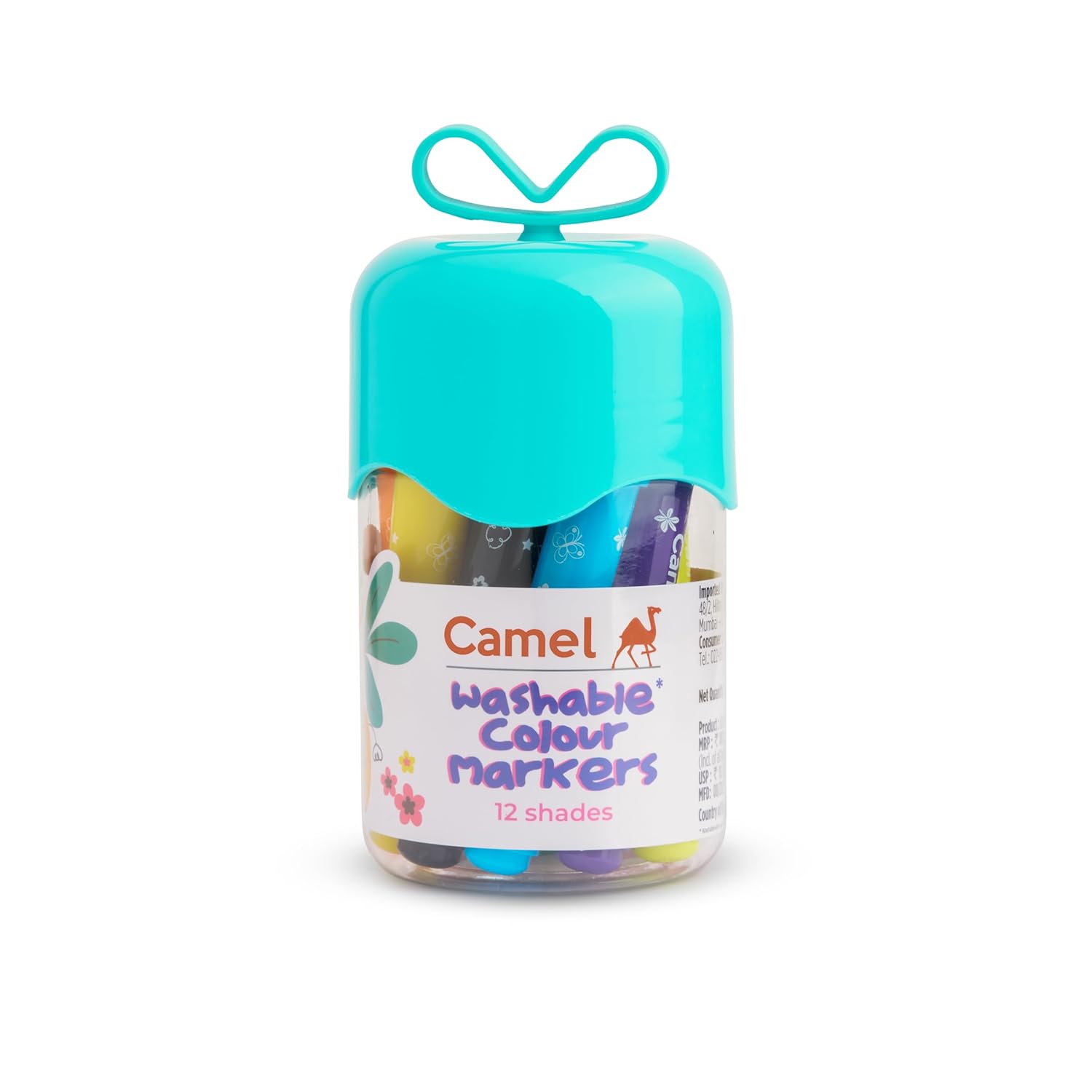 Camel Washable Colour Markers | 12 Shades (Lid Colour May Vary)