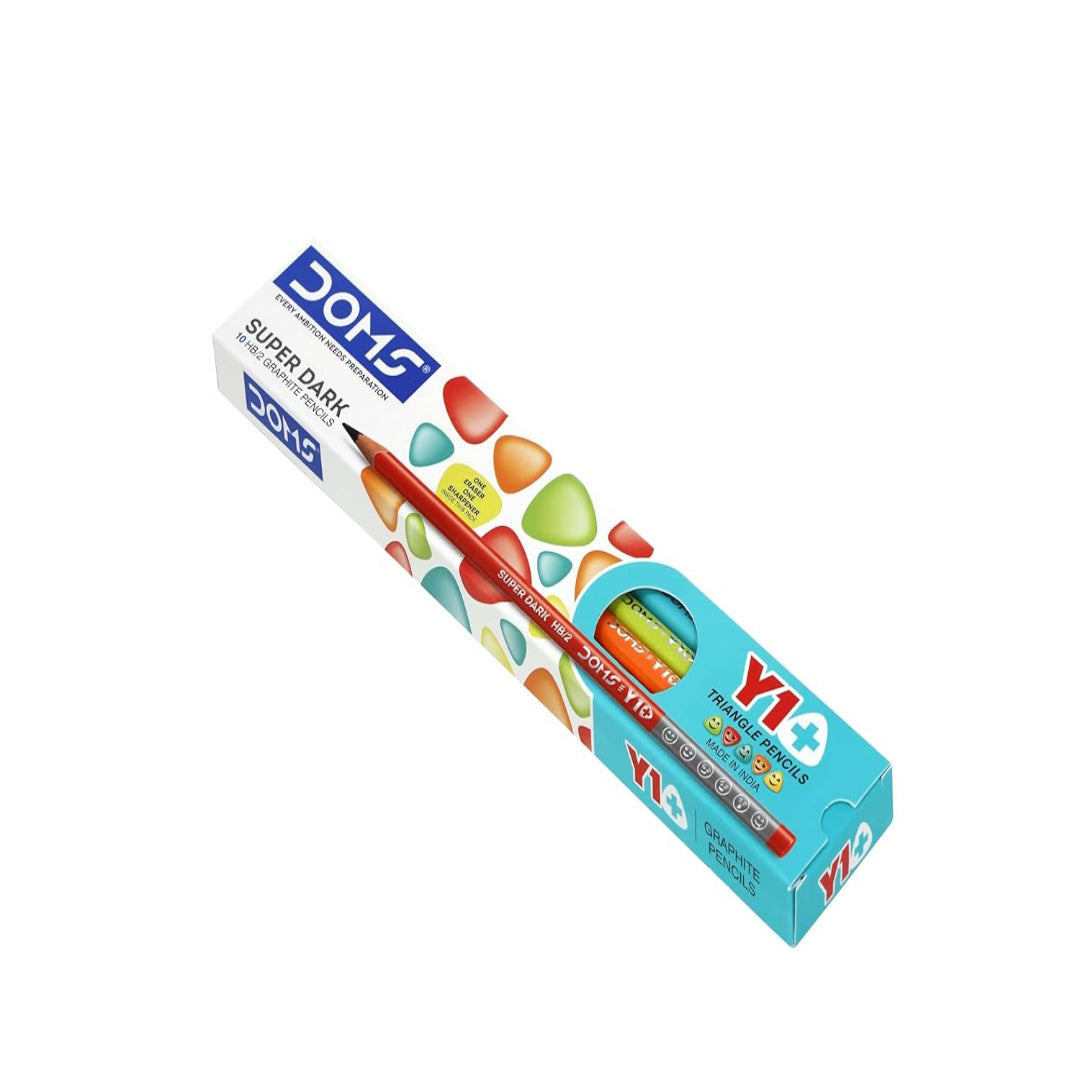 Doms Y1 + Super Dark HB/2 Graphite Pencils| Pack of 10 pencils