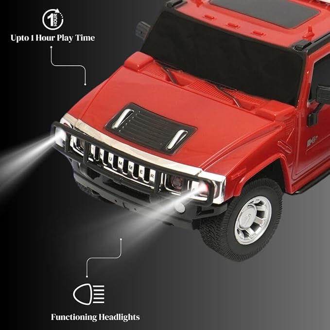 Rechargable Remote Control Car for Kids - Hummer H2 - Full Function R/C - Proudly Made in India - 1:24 Scale - Pack of 1 in Red