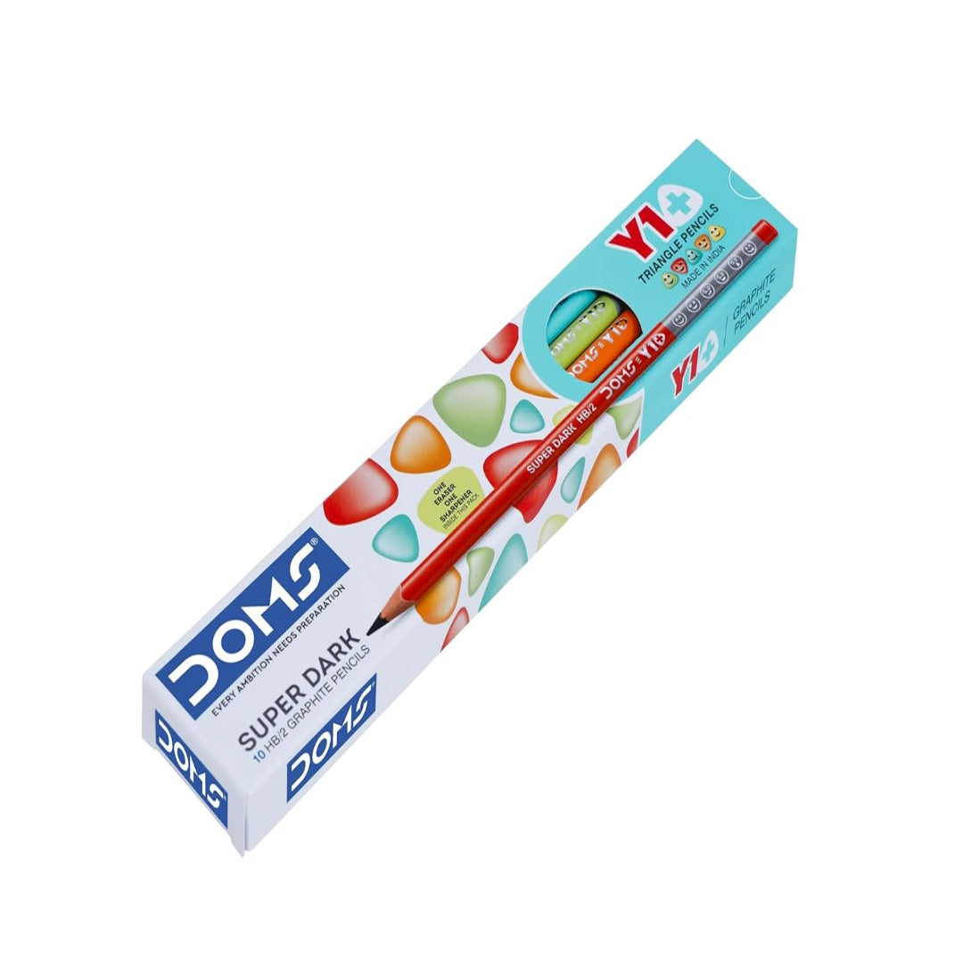 Doms Y1 + Super Dark HB/2 Graphite Pencils| Pack of 10 pencils