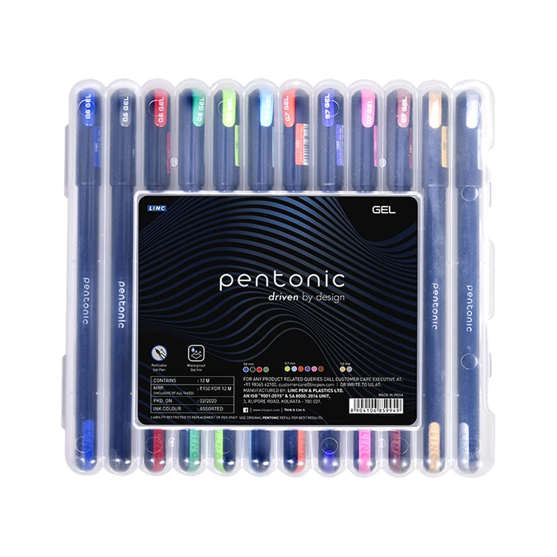 Pentonic Multicolor Gel Pen With Hard Box Case | 12 Pens Set