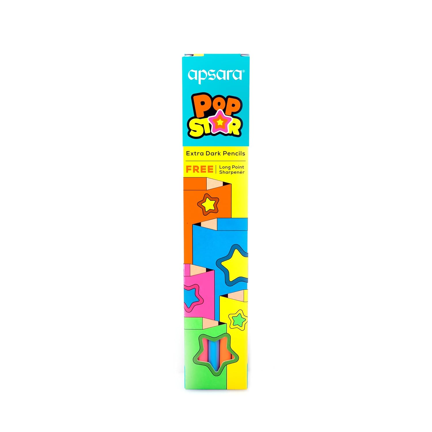 Apsara Popstar Pencils | Round Shape Body for Strong Grip | Pack of 10 pencils