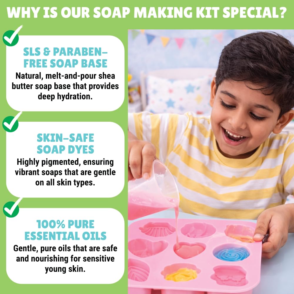Kalakaram Kids Soap Making Kit | DIY Craft & Activity Set for Kids Ages 6+ with Moulds, Colors, and Educational Fun