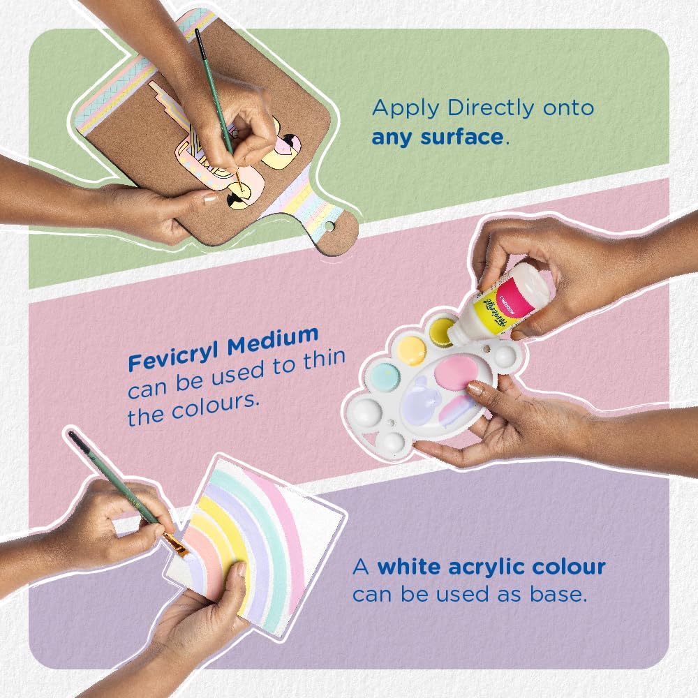 Fevicryl Multi Surface Pastel Acrylic Colours Kit 6 Shades X 15Ml | For Hobbyists, Artists, DIY Art And Craft
