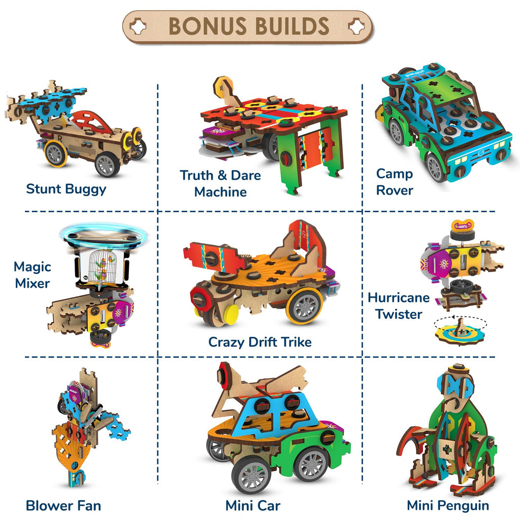 Smartivity 20 in 1 Spin-n-Go Kit for Kids Age 6+ I Build a Moving Robot, CAR, Airplane & More