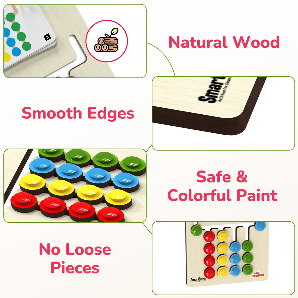 Smartivity Kids Montessori Slide Puzzle I Color & Pattern Matching Learning Toys for Kids 4-8 Years I Educational Activity I Travel Friendly I Wooden Puzzle