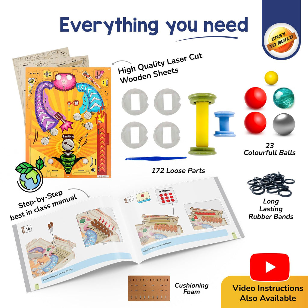 Smartivity Pinball Machine STEM DIY Fun Toy | Educational & Construction based Activity Game Kit for Kids Age 8 to 14 years.