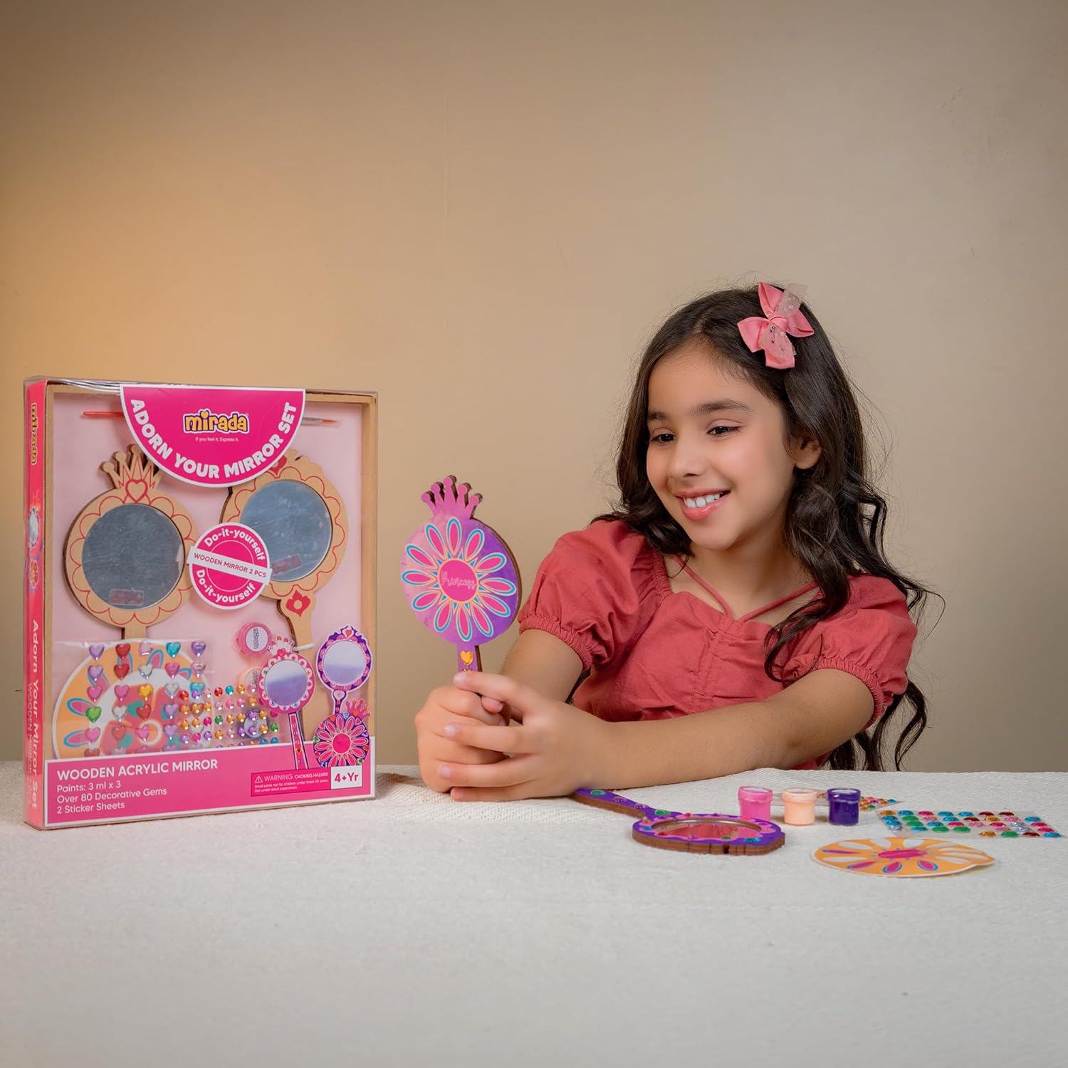 Mirada Adorn Your Mirror DIY Craft Set | Creative Decoration & Art Activity Kit for Kids Age 4+ | Fun DIY Design, Enhances Creativity & Fine Motor Skills