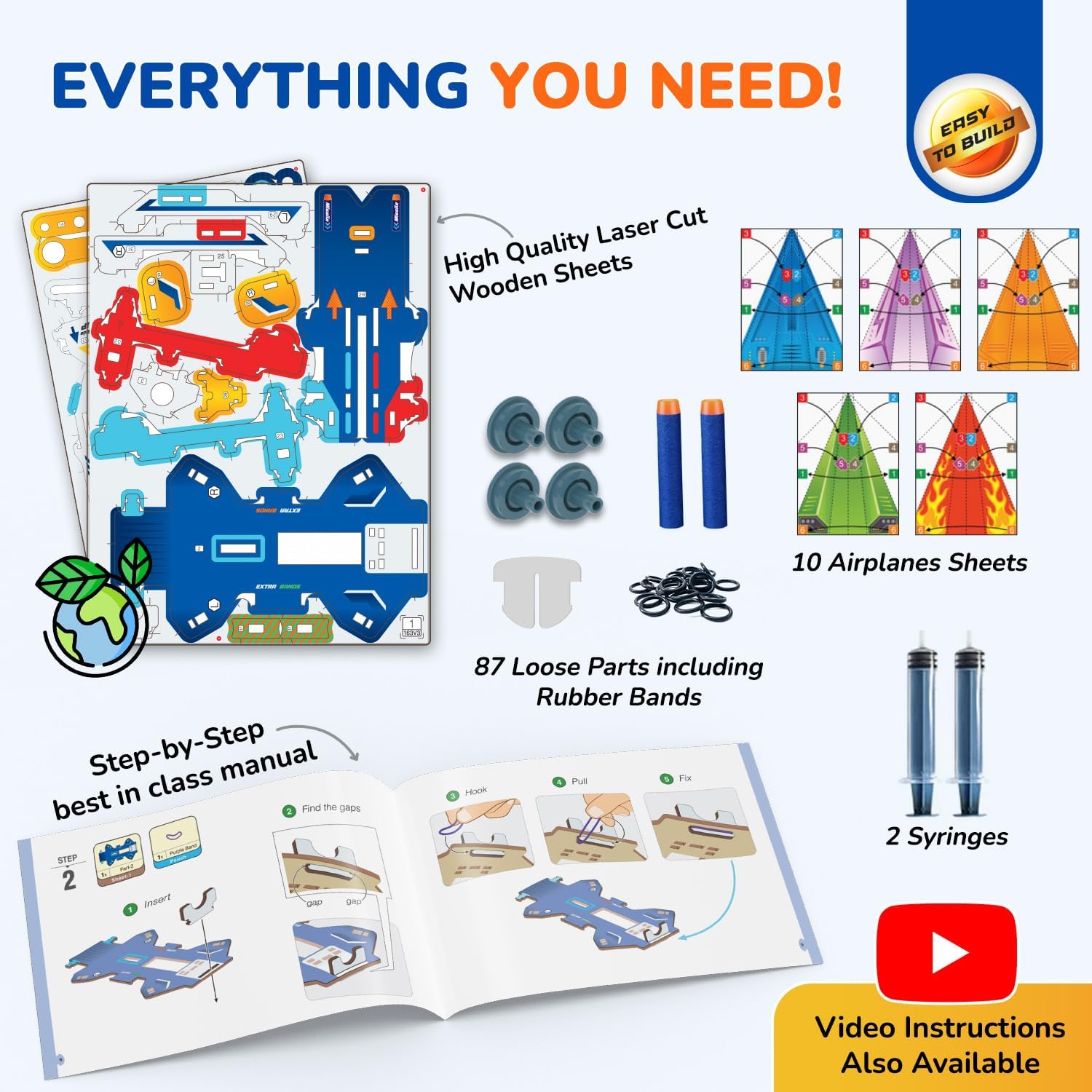 Smartivity 2 in 1 Hydraulic Aeroplane & Dart Launcher for Kids Age 6+