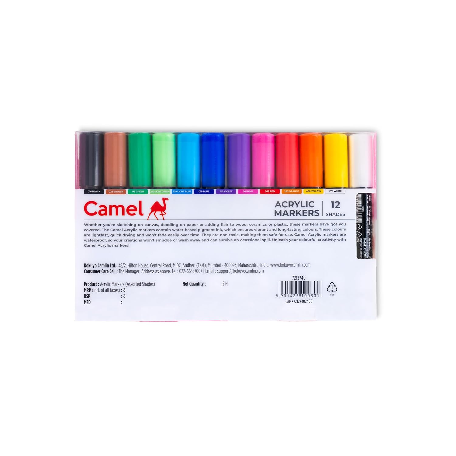 Camel Acrylic Markers | 12 Shades