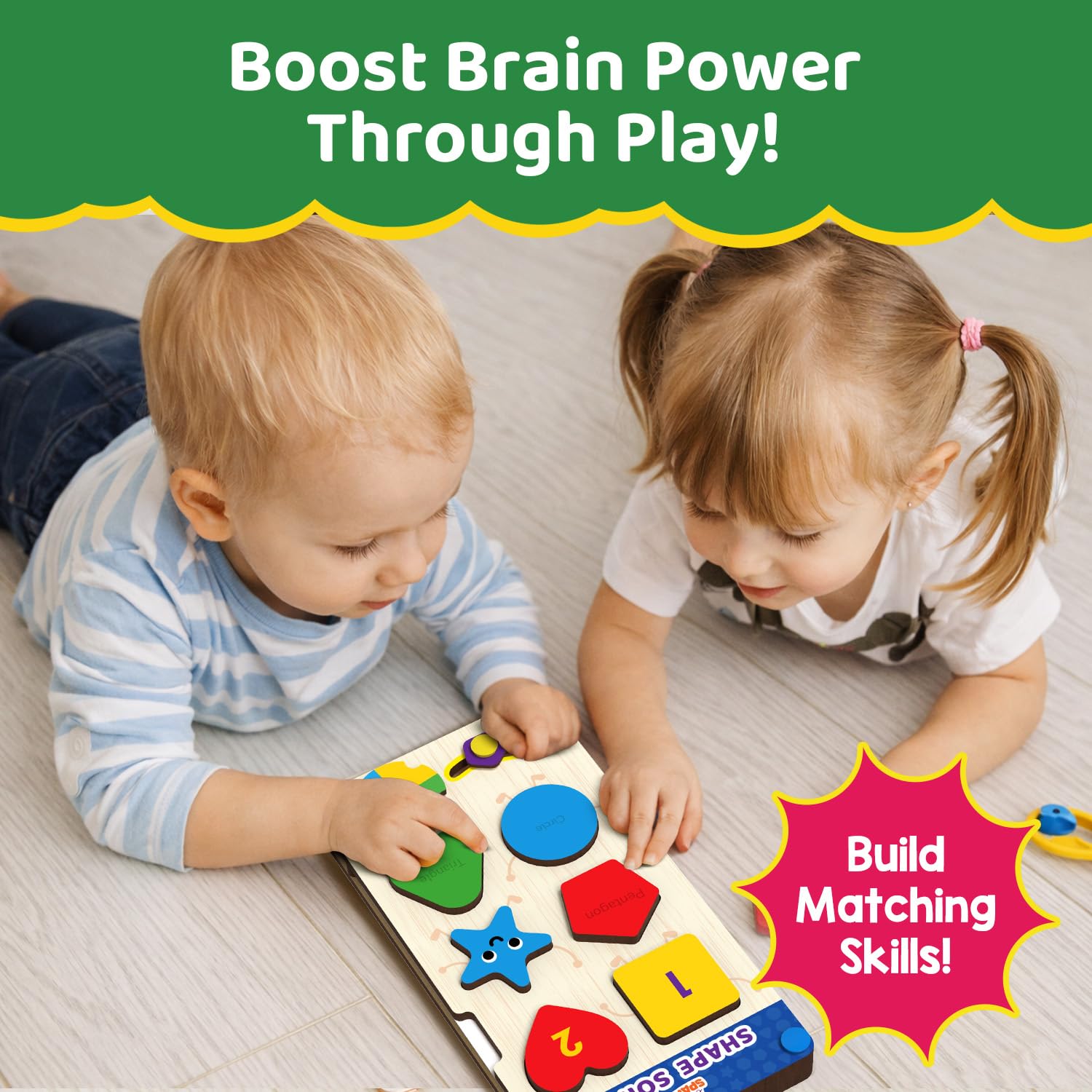 Smartivity Shape Sorter Learning Toy for Kids 2–5 Years Old | 12 Wooden Shape Pieces, 10 Challenge Cards